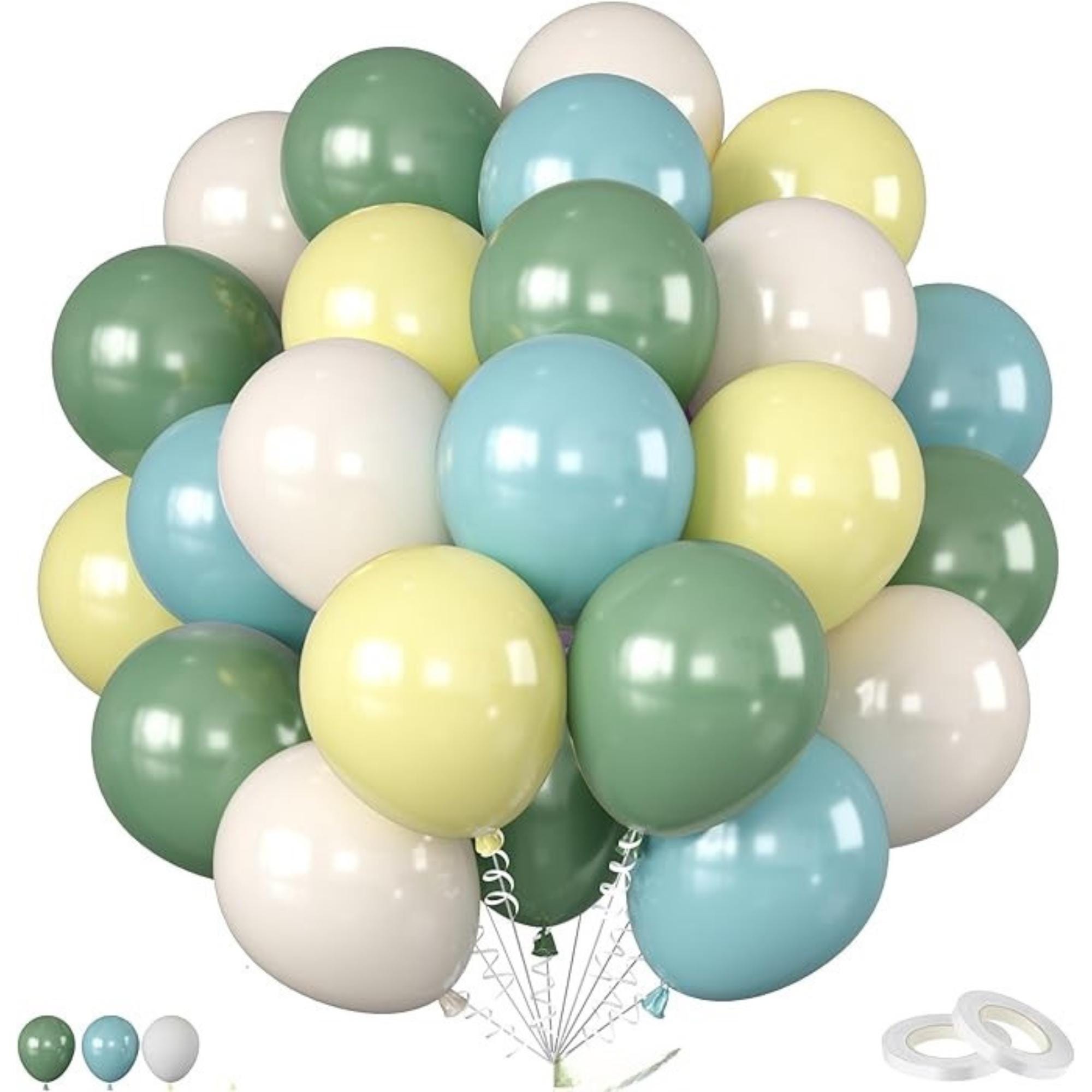 Sage Green Blue Yellow Balloon Set for Baby Shower Birthday and Wedding Decor