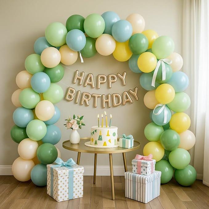 Sage Green Blue Yellow Balloon Set for Baby Shower Birthday and Wedding Decor