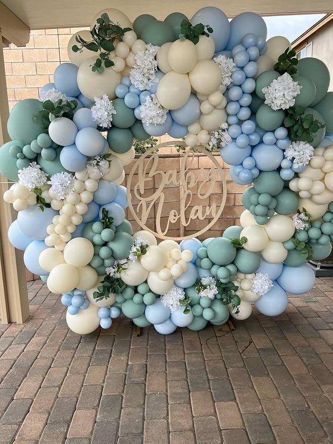 Pale Dusty Green Mini Balloon Set 60 Pcs for Birthday Jungle and Safari Decor