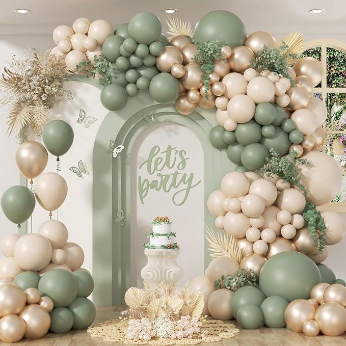 Sage Green Balloon Arch Kit 130 Pcs for Baby Shower Wedding and Birthday Decor