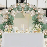 Sage Green Balloon Arch Kit: Pearl, Gold & Clear Balloons
