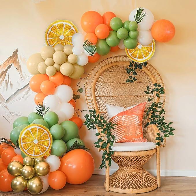 Sage Green Orange Balloon Arch Kit for Fall Baby Shower Birthday and Wedding Decor