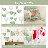 Sage Green & Cream Heart Balloons: Baby Shower, Wedding Decor - 10 Pcs