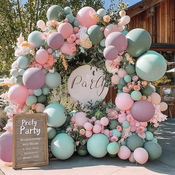 Pink Green Lavender Balloon Arch Kit for Baby Shower Gender Reveal and Party Decor