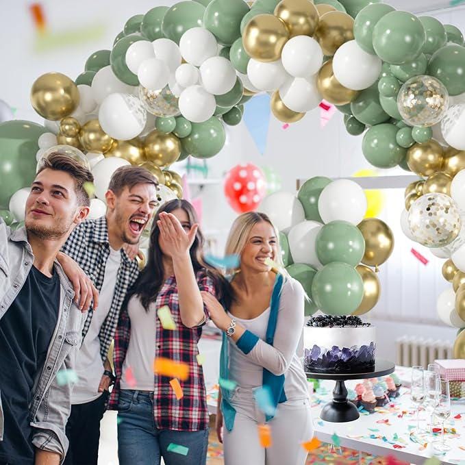 Sage Green & Gold Balloon Arch Kit: 133 Pcs Wedding, Baby Shower Decor