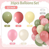 Dusty Pink & Green Balloon Set: 35-Piece Party Decor