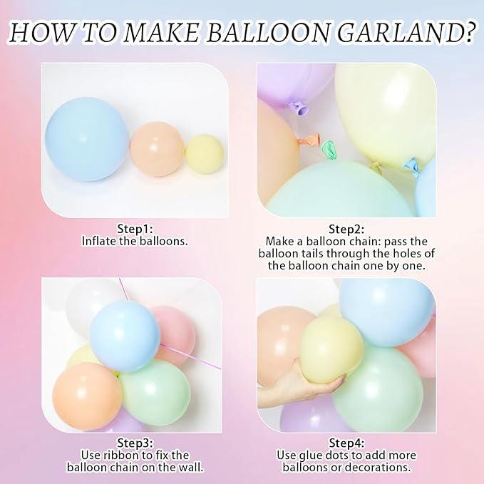 164pcs Pastel Balloon Garland for Easter, Baby Shower, Birthday Party Decor