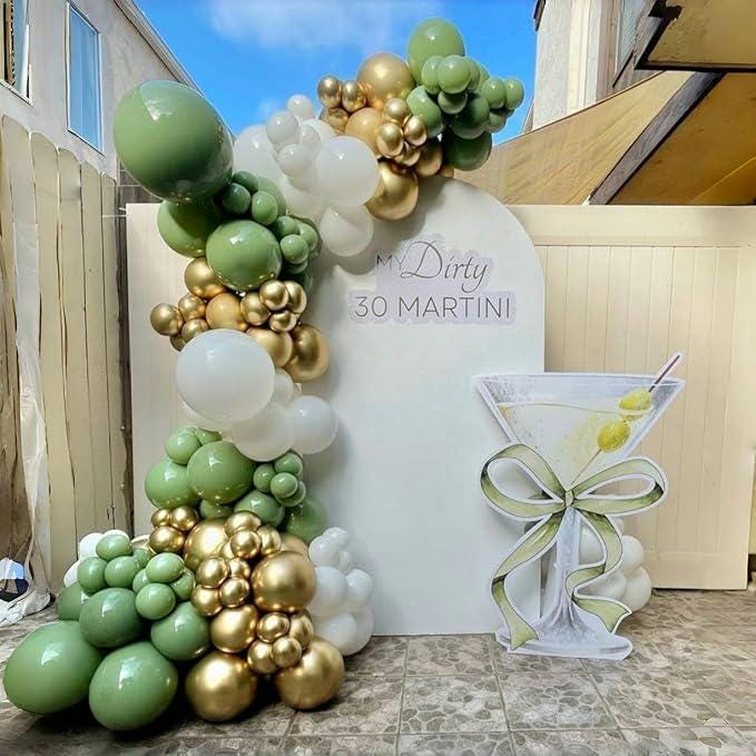 Sage Green and Gold Balloons Set for Wedding Birthday Baby Shower Party Decorations