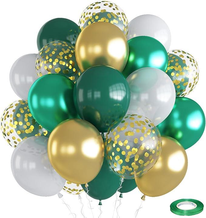 35pcs Green Gold White Balloons Set for Jungle Safari Birthday Wedding Party Decor