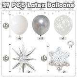 White Silver Snowflake Foil Balloons Set for Christmas Winter Onederland Decorations
