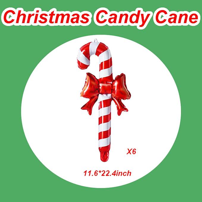 Candy Cane Balloons, Red Bow, Christmas Party Decor (6PCS)