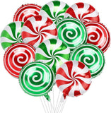 24PCS Christmas Candy Swirl Foil Balloons Set for Holiday and Birthday Decorations