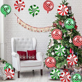 24PCS Christmas Candy Swirl Foil Balloons Set for Holiday and Birthday Decorations