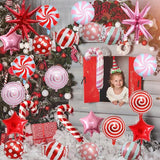 26PCS Pink Red Candy Foil Balloons Set for Christmas Candyland Party Decorations