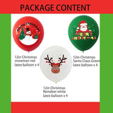 12PCS Christmas Reindeer and Santa Balloons Set for Holiday and Birthday Decorations