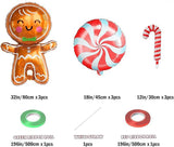 Gingerbread and Candy Cane Foil Balloons Set for Christmas and Holiday Party Decor
