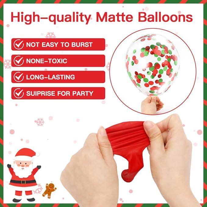 60PCS Red Green Gold Christmas Balloons Set for Holiday Party and Birthday Decor