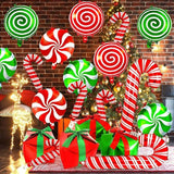 32PCS Candy Cane Swirl Foil Balloons Set for Christmas and Candy Theme Party Decor