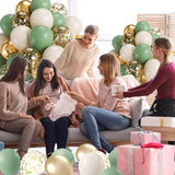 60pcs 12" Sage Green White Gold Confetti Balloons for Wedding, Baby Shower Decor