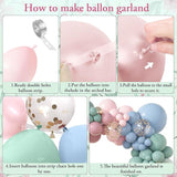 173pcs Pink Blue Green Balloon Garland Kit for Baby Shower, Birthday Decorations