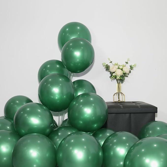 50PCS Dark Green Metallic Balloons Set for Forest and Party Decorations