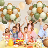 60pcs Green Brown Beige Yellow 12" Balloons for Jungle Safari Birthday Decorations