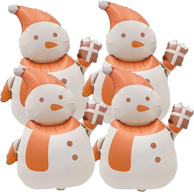 4PCS Christmas Snowman Foil Balloons Set for Holiday Party and Home Decorations
