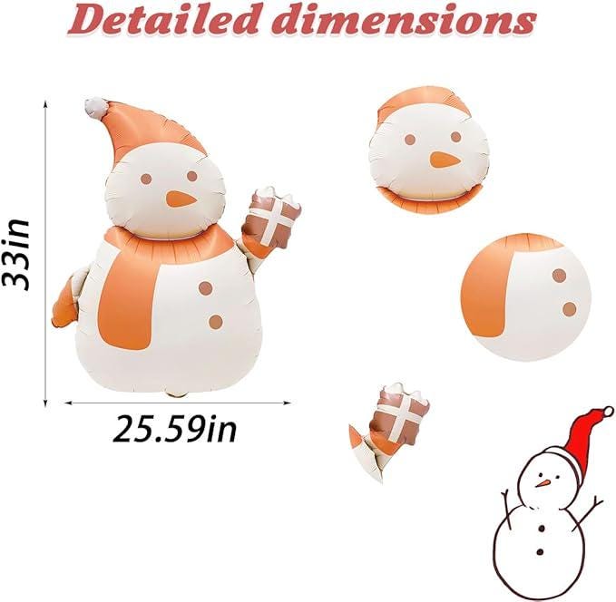 4PCS Christmas Snowman Foil Balloons Set for Holiday Party and Home Decorations