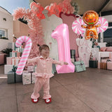 40-Inch Pink Number 1 and Gingerbread Foil Balloons Set for Christmas Birthday Decor