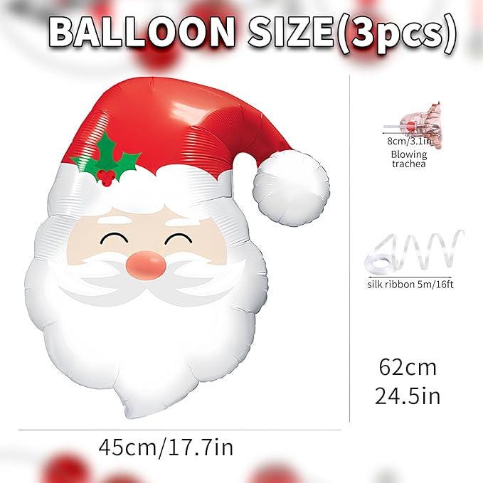 3PCS Santa Claus Foil Balloons Set for Christmas and New Year Party Decorations