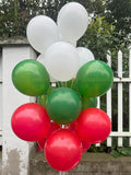 60PCS Red Green White Latex Balloons Set for Christmas New Year and Party Decorations