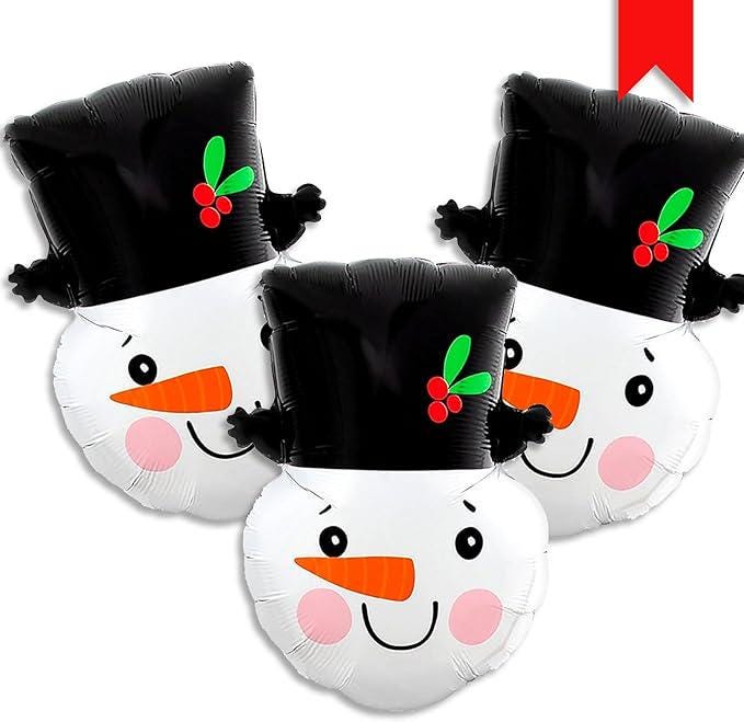 3PCS 22-Inch Snowman Foil Balloons Set for Christmas Party and Holiday Decorations
