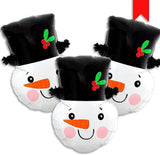3PCS 22-Inch Snowman Foil Balloons Set for Christmas Party and Holiday Decorations