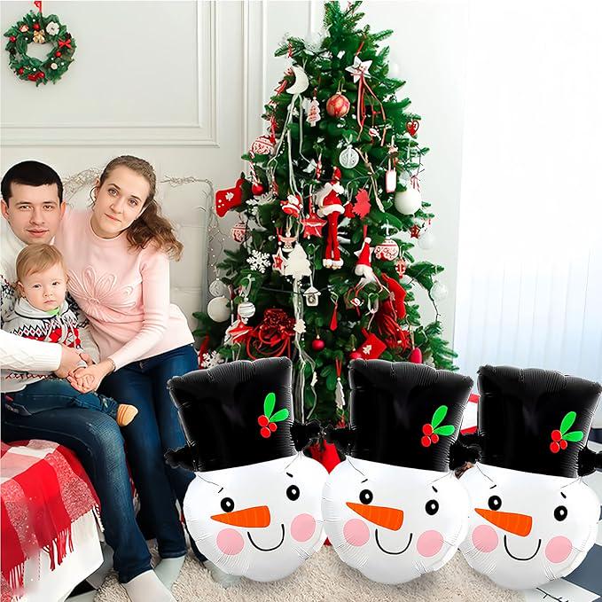 3PCS 22-Inch Snowman Foil Balloons Set for Christmas Party and Holiday Decorations