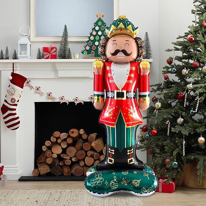 60-Inch Red Green Nutcracker Foil Balloon for Christmas Party and Holiday Decorations