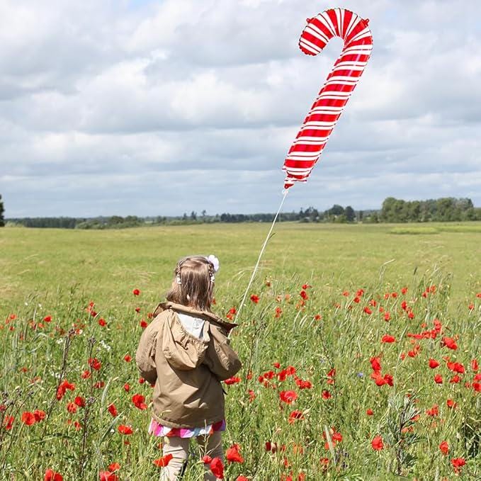 12PCS Large Red Christmas Candy Cane Foil Balloons Set for Holiday Party Decorations