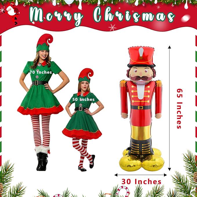 65-Inch Life-Sized Nutcracker Foil Balloon for Christmas Party and Holiday Decorations