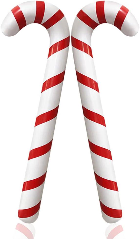 2PCS Inflatable Candy Cane Balloons for Christmas Outdoor and Party Decorations