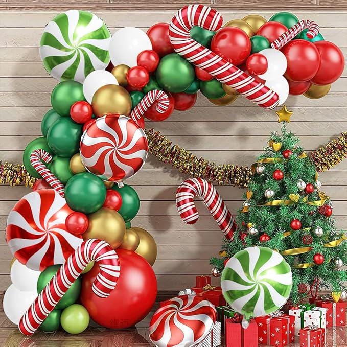 Christmas Balloon Arch Kit: Candy Cane & Gingerbread Garland (126 Pcs)