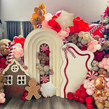 Gingerbread Christmas Balloon Arch Kit Red Brown White Balloons with Star and Candy Cane