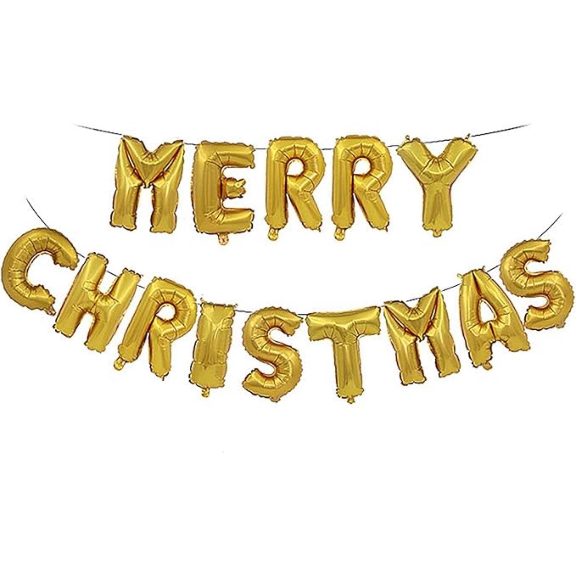 16 Inch Gold Merry Christmas Balloons Banner for Xmas Party Decorations