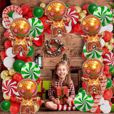 10pcs Gingerbread and Green Candy Cane Balloons for Christmas Decorations