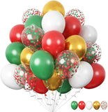 60pcs Red Green Gold Christmas Balloons Set for New Year Party Decorations