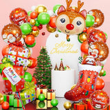 9pcs Christmas Deer and Gift Box Balloons for Xmas Party Decorations