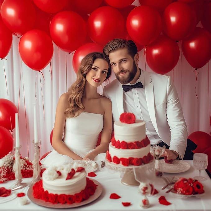 130pcs Red Balloon Set with Ribbon for Birthday Wedding and Party Decorations