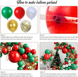 127pcs Red Green White Gold Balloon Garland Kit for Christmas Party Decorations