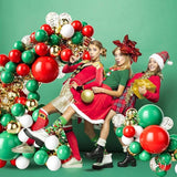 127pcs Red Green White Gold Balloon Garland Kit for Christmas Party Decorations