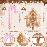 12pcs Gingerbread House Foil Balloons with Candy Cane for Christmas Decorations