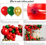 Red Green and Gold Balloons Set for Wedding Birthday and Christmas Decorations