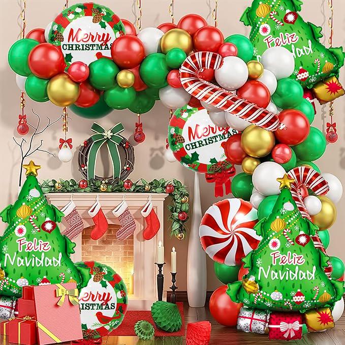 6pcs Christmas Tree and Wreath Foil Balloons for Xmas Party Decorations